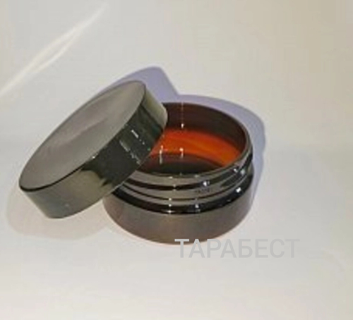 Банка 50 мл пластик коричневая с черной крышкой