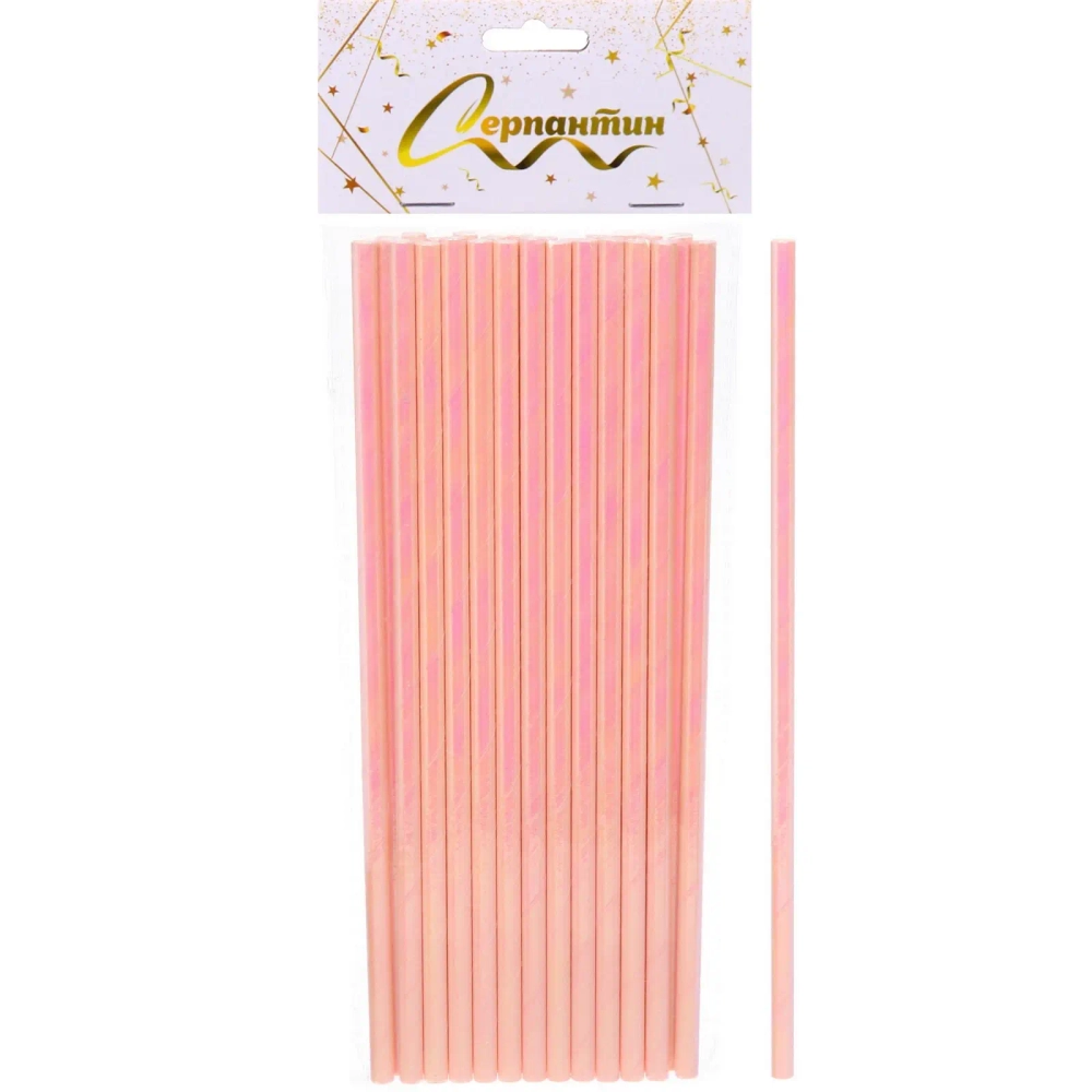 Трубочка для коктейля «Волшебство» 19,5 см d-6 мм (набор 25 шт), Розовый