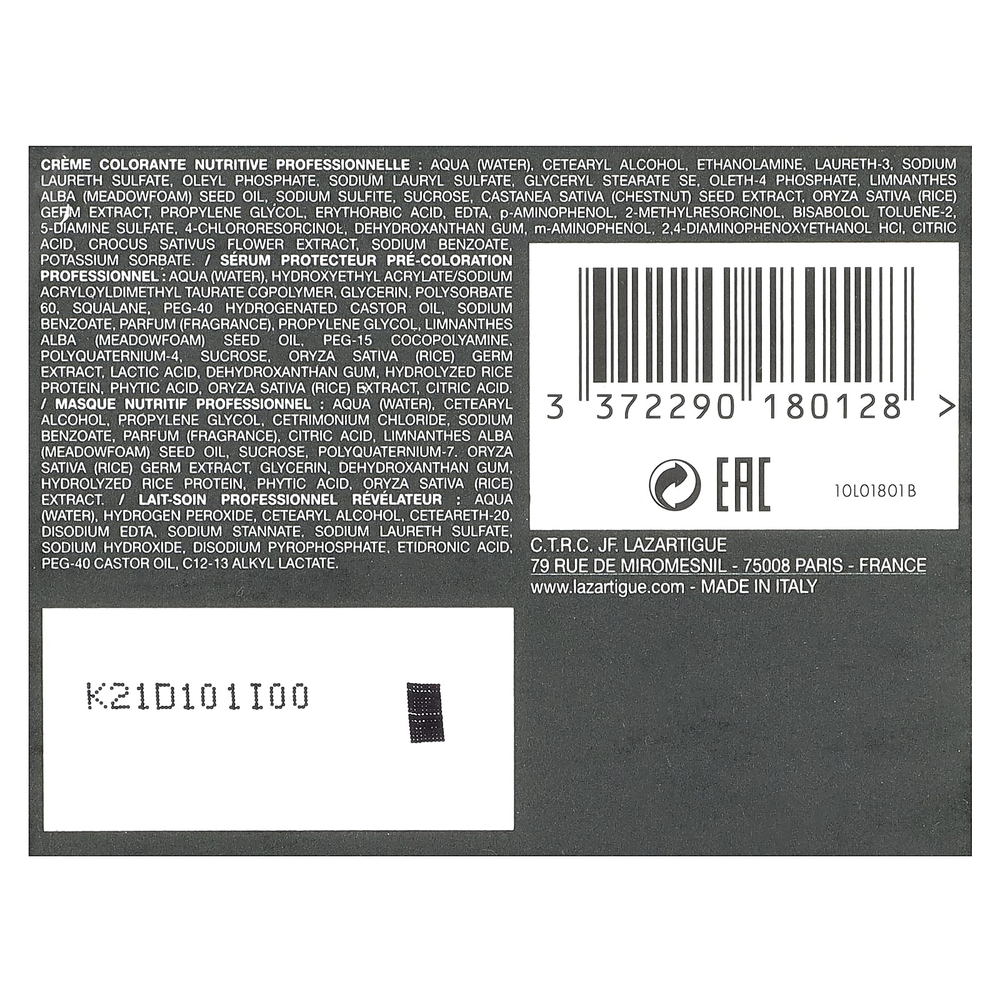 Lazartigue, стойкая краска для волос с растительными экстрактами, 9.00 очень светлый блонд, 1 применение