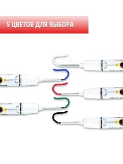 10 шт Маркер строительный тонкий разметочный с длинным наконечником (черный, красный, зеленый, синий, белый) / Маркеры строительные набор для разметки по металлу, дереву, стеклу, ткани