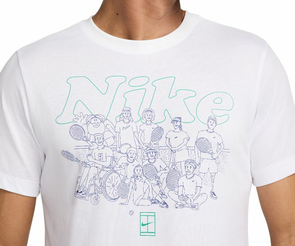 Мужская теннисная футболка Nike Court Dri-Fit Printed T-Shirt - белый
