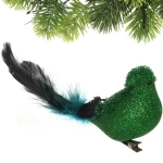 Украшение новогоднее на зажиме «Сияющая птица» 20 см, Изумруд
