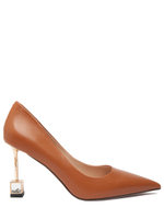 Женские кожаные рыжие туфли с авторским квадратным каблуком