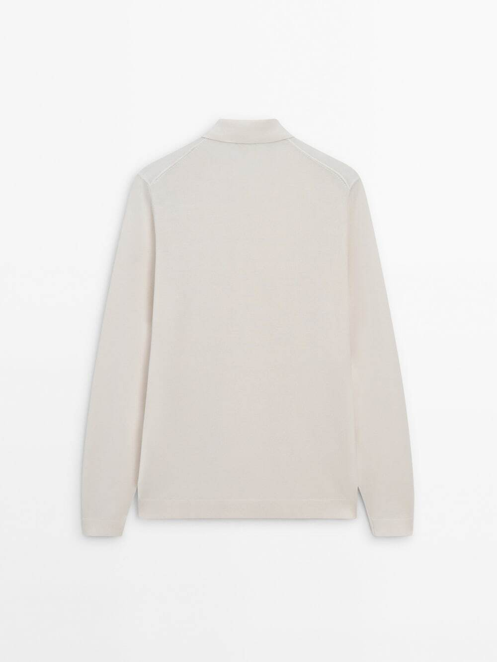 Massimo Dutti Свитер с воротником поло, натуральный, кремовый