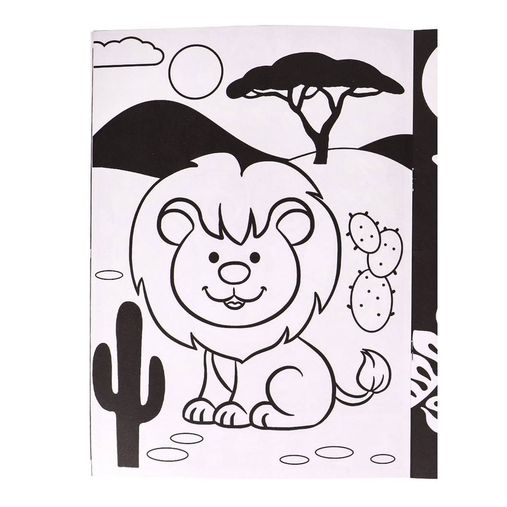 Раскраска 200х280 мм, Проф-Пресс "Волшебный черный. Дикие зверюшки", скрепка, 8 л., обл. мелов. картон., уф-лак