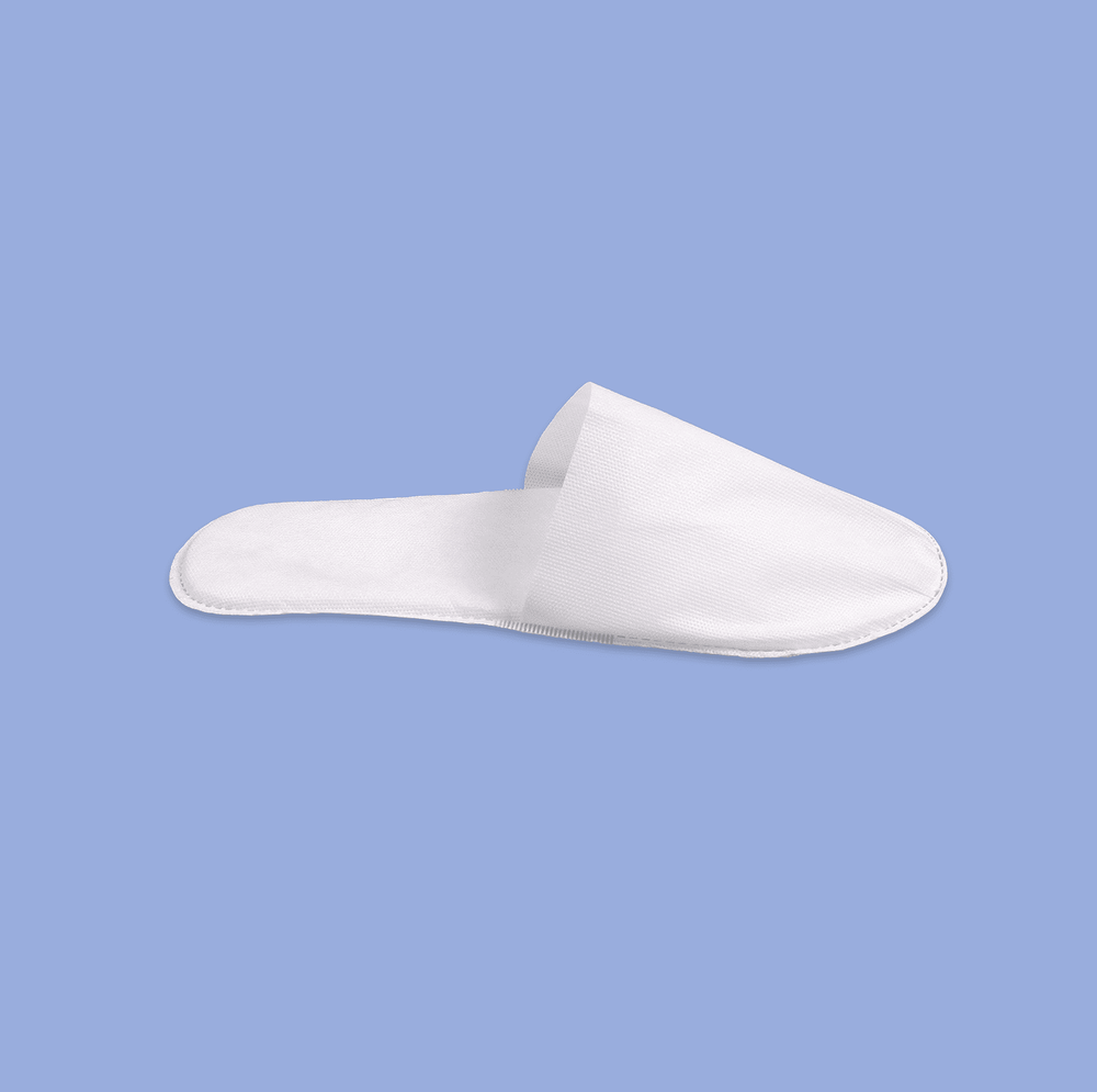 Тапки спанбонд, закрытый мыс (100 пар), одноразовые, белые, с накатом и подошвой 5 мм