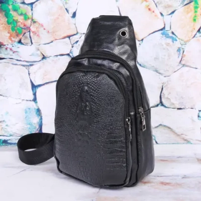 Сумка мужская «Major-crocodile», цвет черный, два отделения, 29*17*5,5см