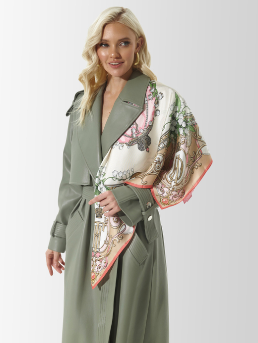 Платок «Яйцо Фаберже Ландыши» 100% шёлк жемчужный