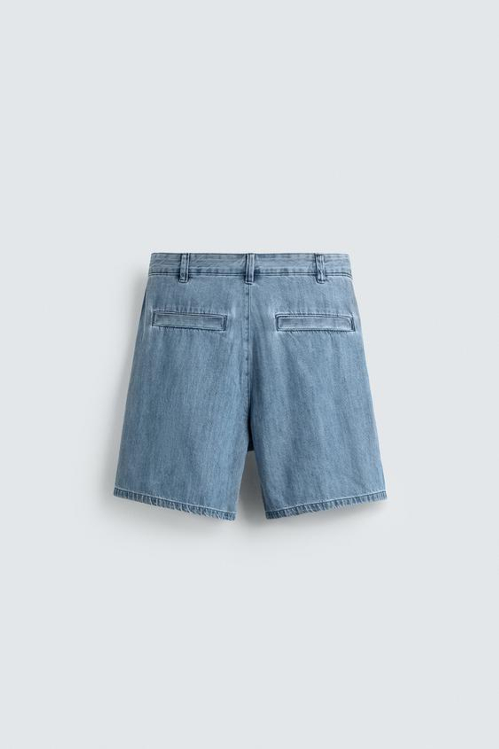 ZARA ШОРТЫ RELAXED FIT СО СКЛАДКАМИ, ГОЛУБОЙ