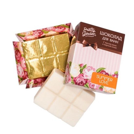 Шоколад для ванн "Summer love" с маслом какао и морской солью, 60 г, PRETTY GARDEN.
