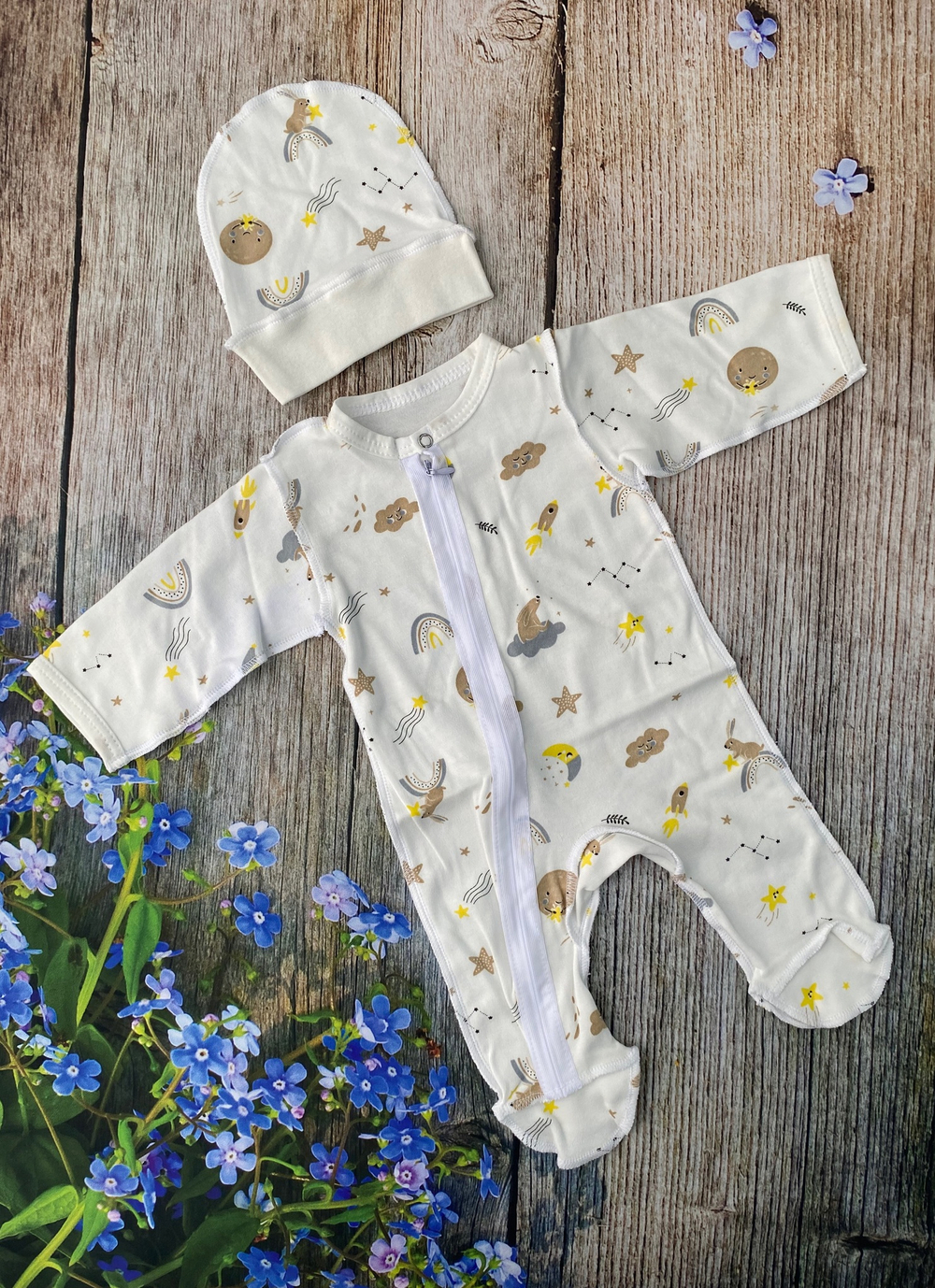 Комплект на выписку 6-ти предметный "Р-Р" (одеяло, комбинез, слип, шапочка, пояс, чепчик)  (Цвет: Хаки)