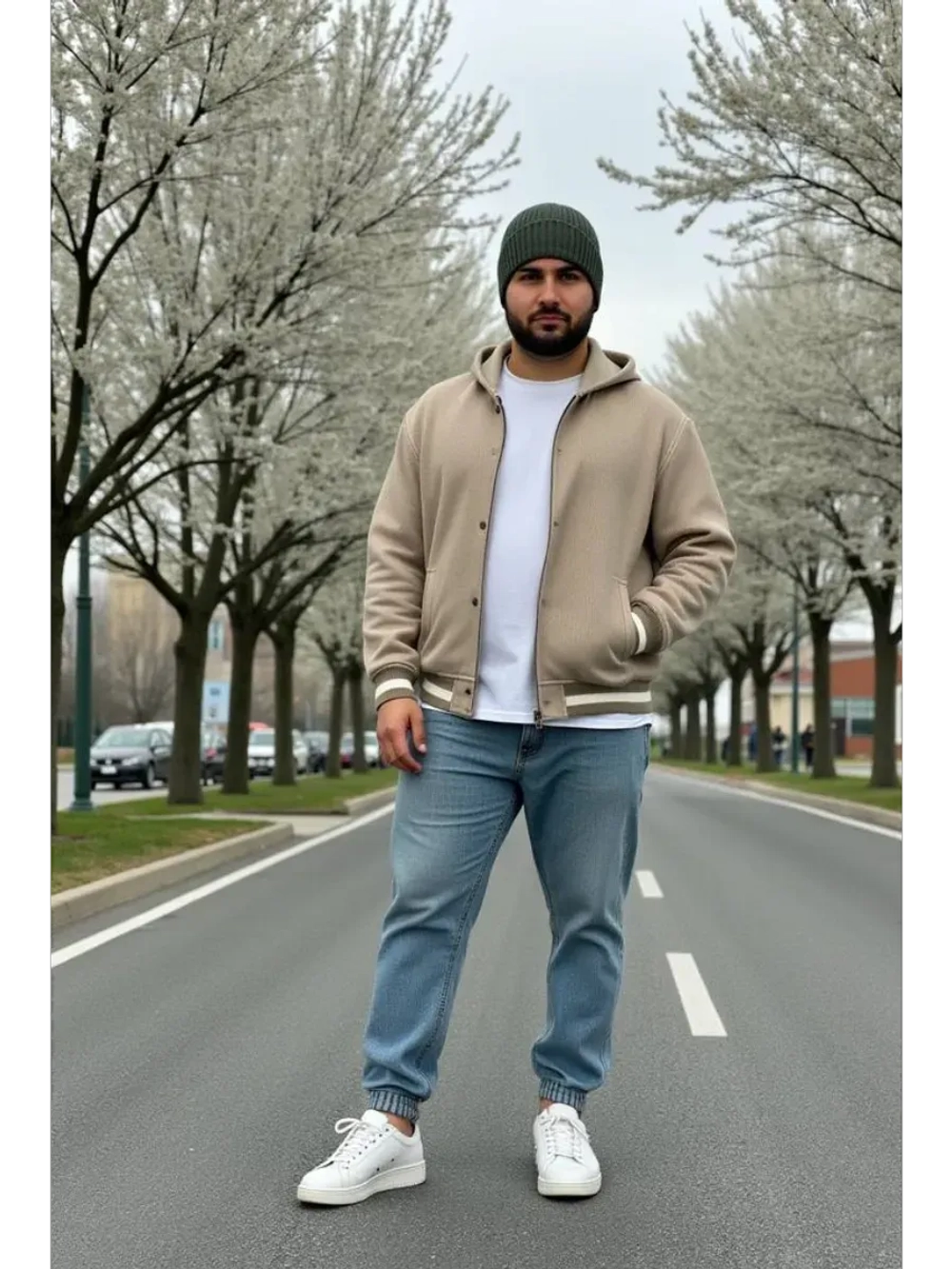 шапка вязаная теплая с отворотом стильная