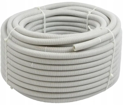 Труба гофрированная ПВХ 20 мм гибкая легкая с зондом серая 100 метров с протяжкой для прокладки кабеля и электропроводки