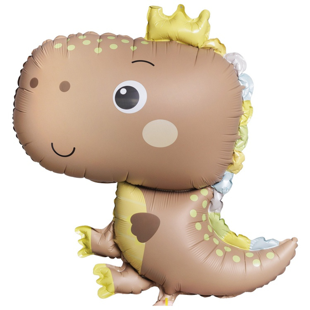 Шар Фольгированный Динозаврик в короне бежевый (Бежевый)