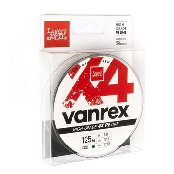 Леска плетёная Lucky John Vanrex х4 BRAID Moss Green 125 м, 0,17 мм