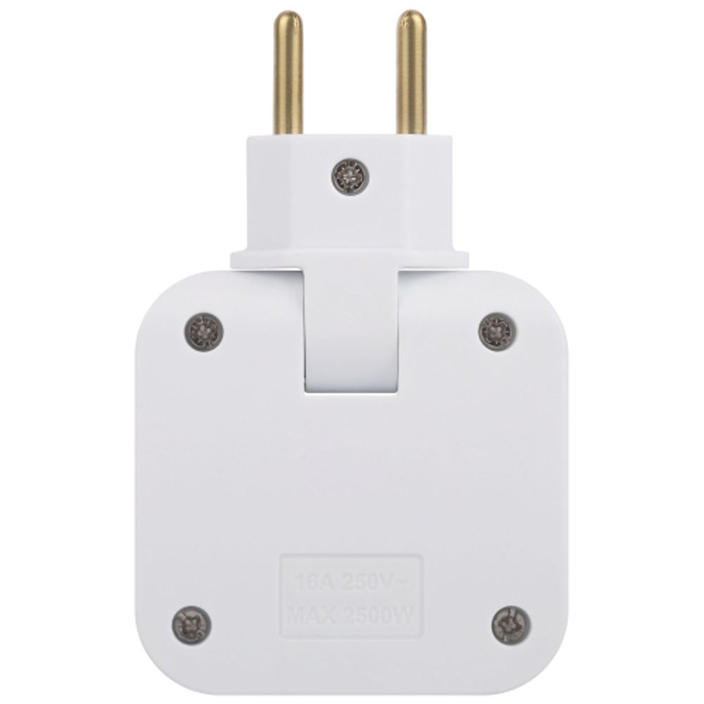 Разветвитель электрический ЭРА SPF-2-FL-USBC поворотный на 2 розетки + 2USB A+C 10А белый