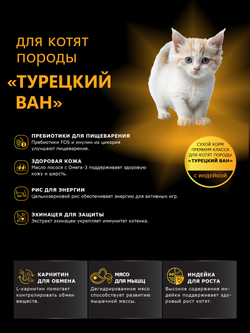 Корм сухой для котят породы Турецкий ван, с индейкой, 2кг, QUATTRO