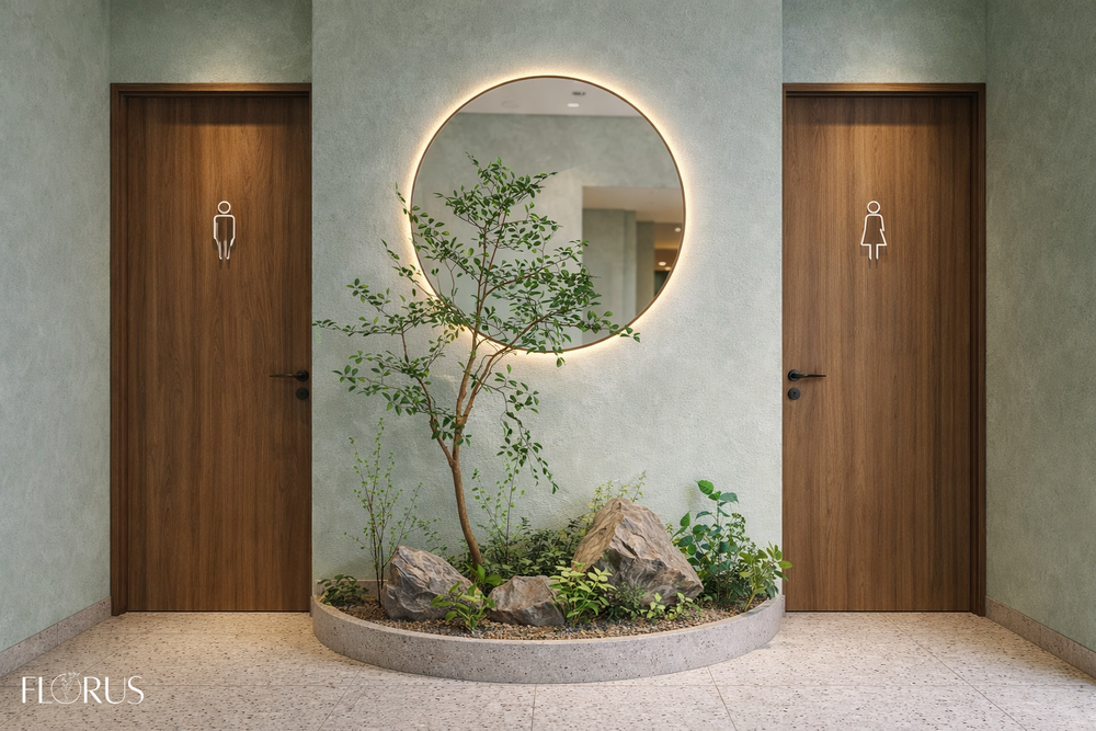 Напольная композиция в стиле минимализм с мирраей 200 см, длина 1,8–2 м