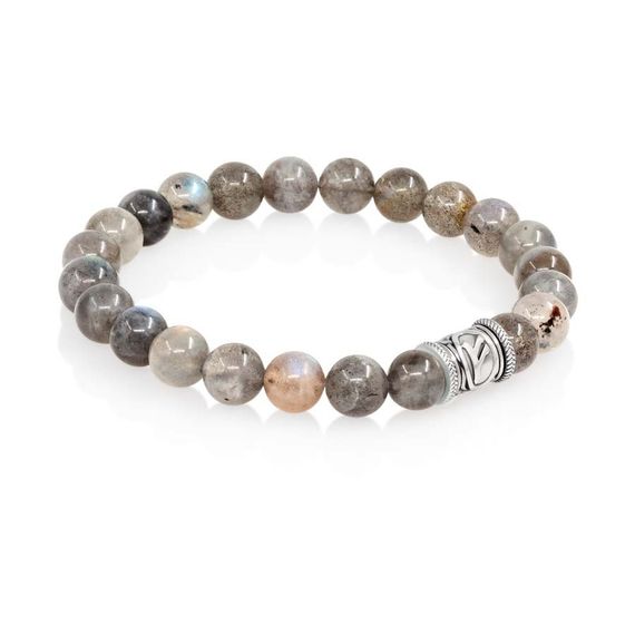 Браслет Денежный импульс из натурального лабрадора с руной Феху из мельхиора, вид 1