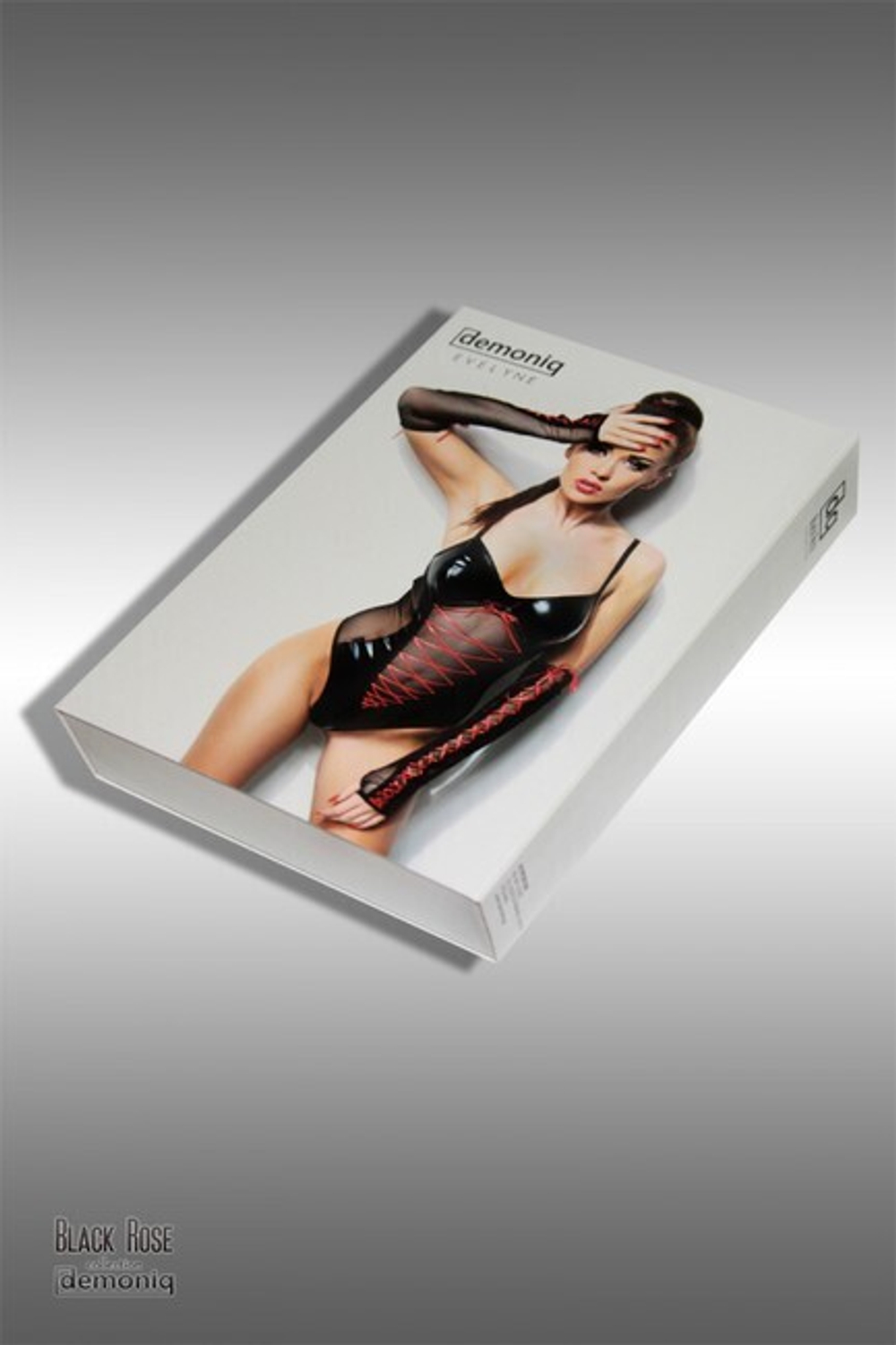 Сетчатое боди со вставками под винил Evelyne LXL (46-48) (Цвет: черный, красный)