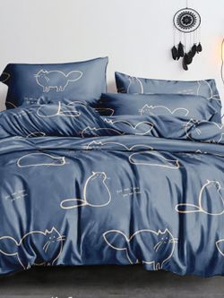 Простынь на резинке Simple House "Котики (полисатин)" 180х200 см