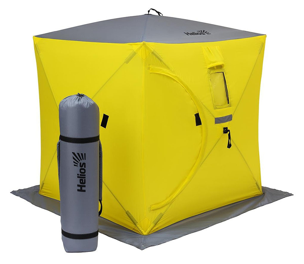 Палатка Helios куб 1,5х1,5м для зимней рыбалки (жёлт.-сер.) HS-ISC-150YG 085082