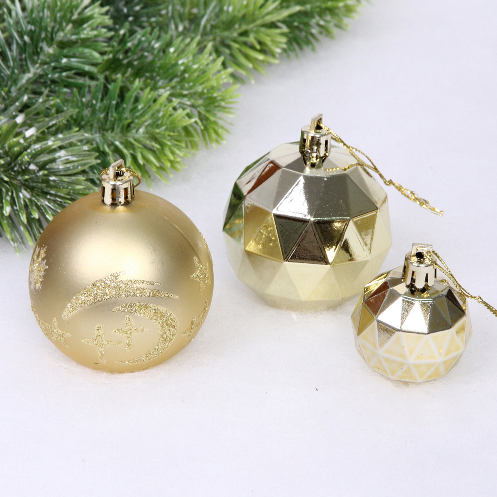 Набор шаров «Winter shine» 6 см + 4 см (24 предмета), Золото