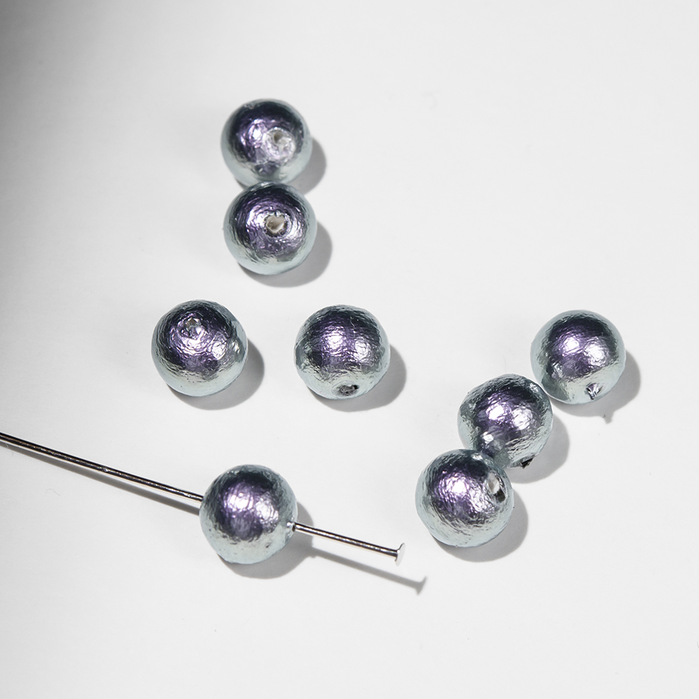 Хлопковый жемчуг, оттенок "Rich Gray", шар 8мм, сквозное отверстие