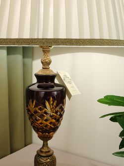 Olympus Brass Лампа настольная из венецианского стекла на бронзовом основании с абажуром