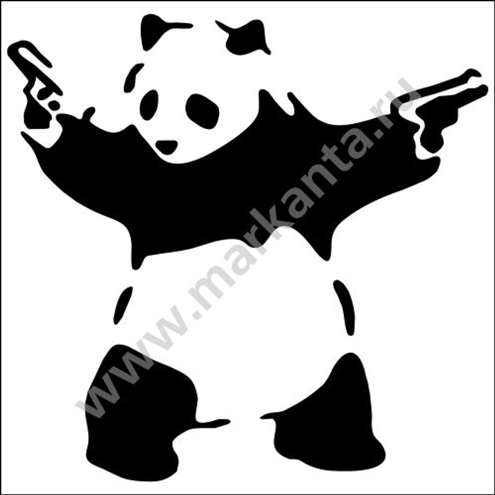 Наклейка "Панда с пистолетами"