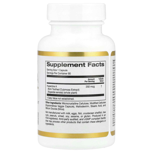California Gold Nutrition, гуперзин А, 250 мкг, 90 растительных капсул