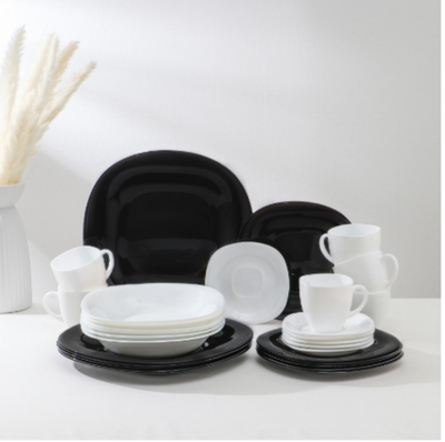 Сервиз столовый Luminarc Carine White&Black, стеклокерамика, 30 предметов, цвет белый и чёрный