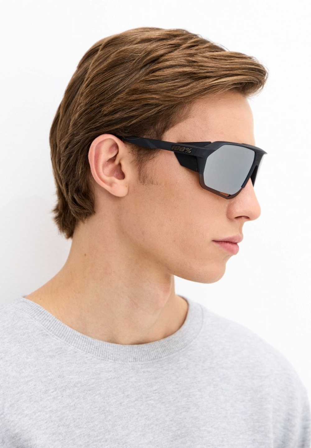 Спортивные очки с диоптриями 100% Norvik / Soft Tact Crystal Black / HiPER Crimson Silver Mirror Lens