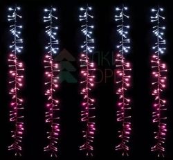 Светодиодная бахрома с эффектом бегущий огонь 2*1м., 24V, 320 LED ламп бело - розового цвета, прозрачный провод, Beauty Led (ESI320-SH10-1WP)