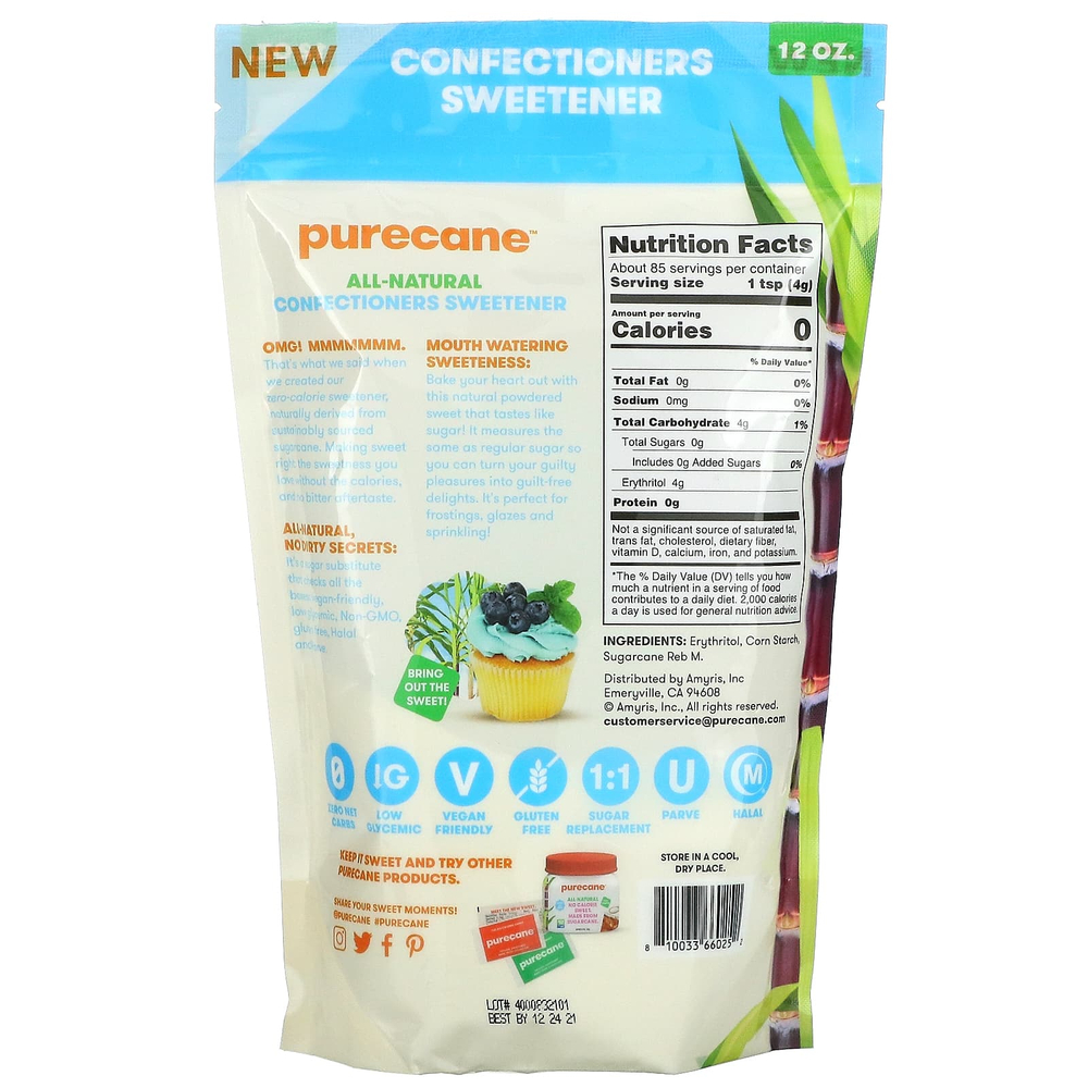 Purecane, Бескалорийный кондитерский подсластитель, 341 г (12 унций)