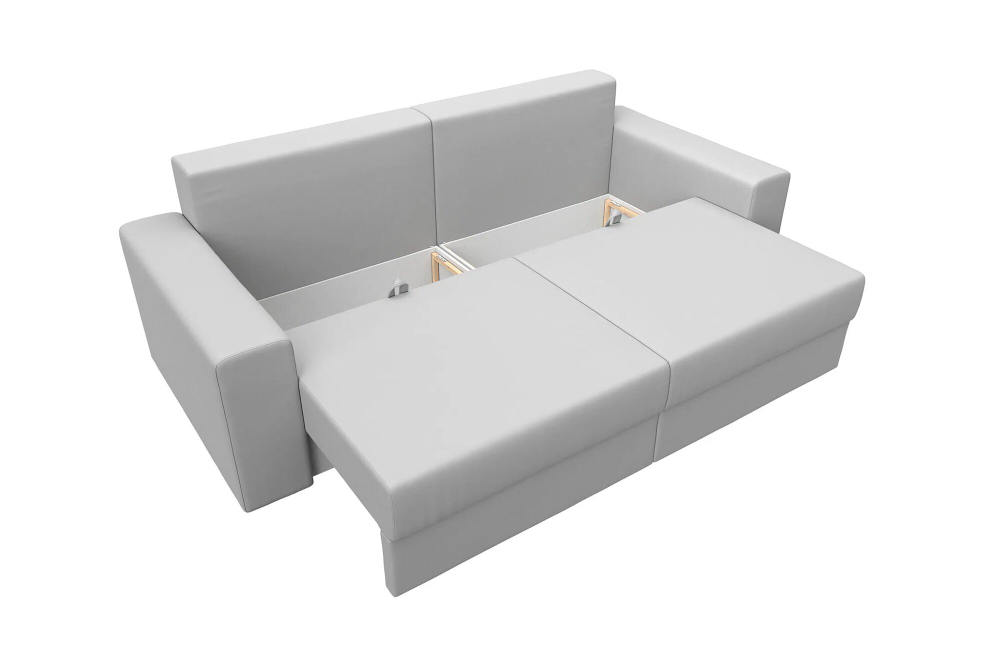 Диван Лео, спальное место 160х200, еврокнижка, экокожа белая