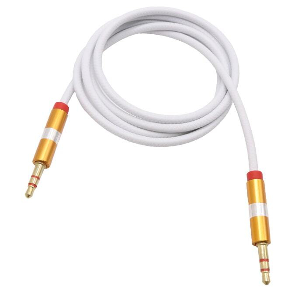 Кабель AUX JD-390 матерчатый металл (белый) 1м