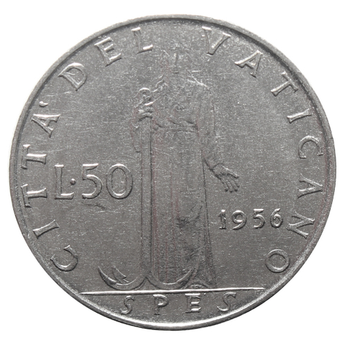 50 лир 1956 год, Ватикан. aUNC