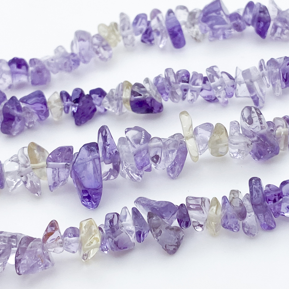 Аметист с кварцем, крошка 4-8 мм, цена за нить 38 см