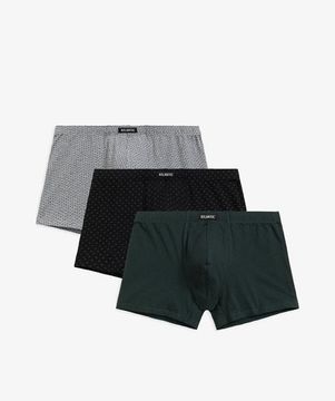 Трусы мужские боксеры (3шт), Atlantic 3MH-197, серый меланж + черный + изумрудный