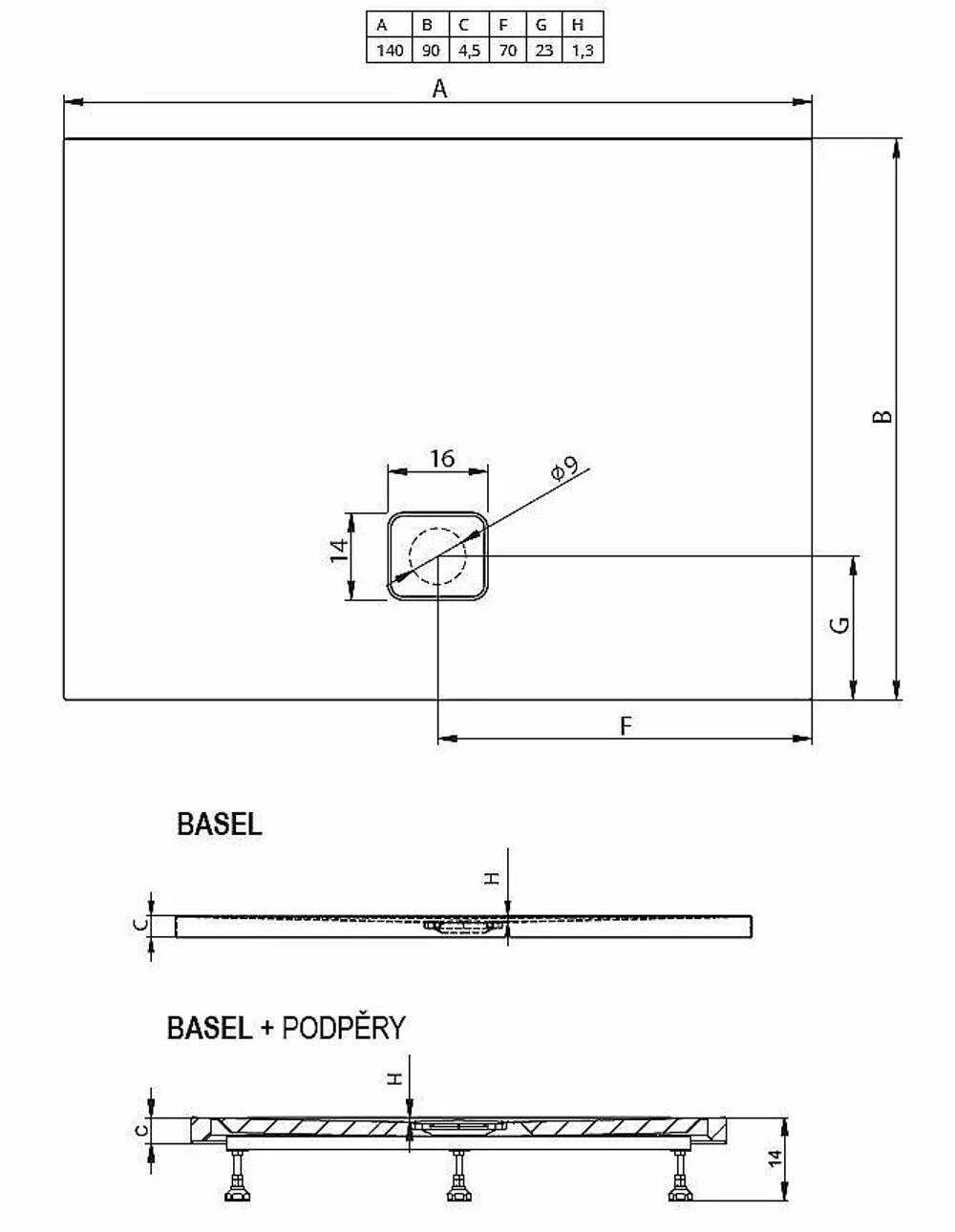 Душевой поддон Riho Basel 418 140x90 D005027005 белый