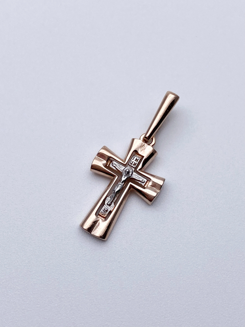 Крест из серебра/Позолота,Родий/С подвижным ухом