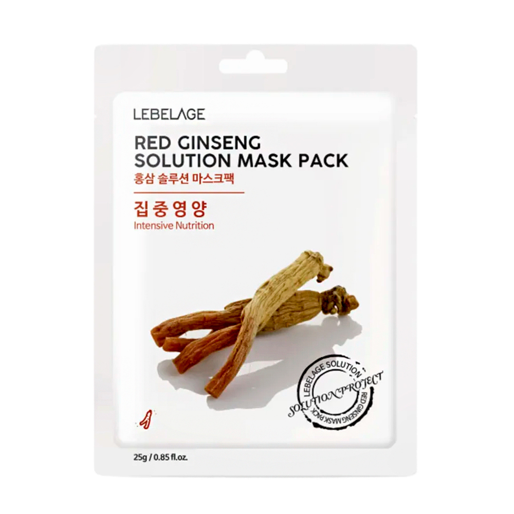 Маска тканевая для лица Lebelage Red ginseng solution mask pack с экстрактом красного женьшеня 25 г