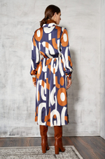 51328 Платье женское (сине-рыжий принт)