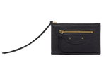Balenciaga Grain Calfskin Business Card Holder Women"s Black