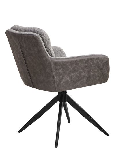 Стул мягкий обеденный с подлокотниками Helm серый спинка экокожа