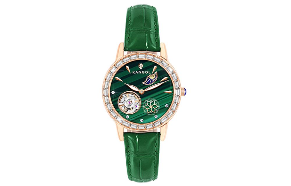 KANGOL Mother Of Pearl Collection Automatic Mechanical Movement Genuine Leather Strap Watch Women"s Watch