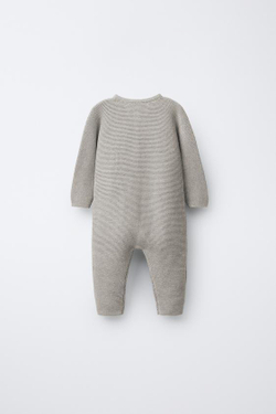 ZARA ВЯЗАНЫЙ КОМБИНЕЗОН LINKS, СВЕТЛО-БЕЖЕВЫЙ