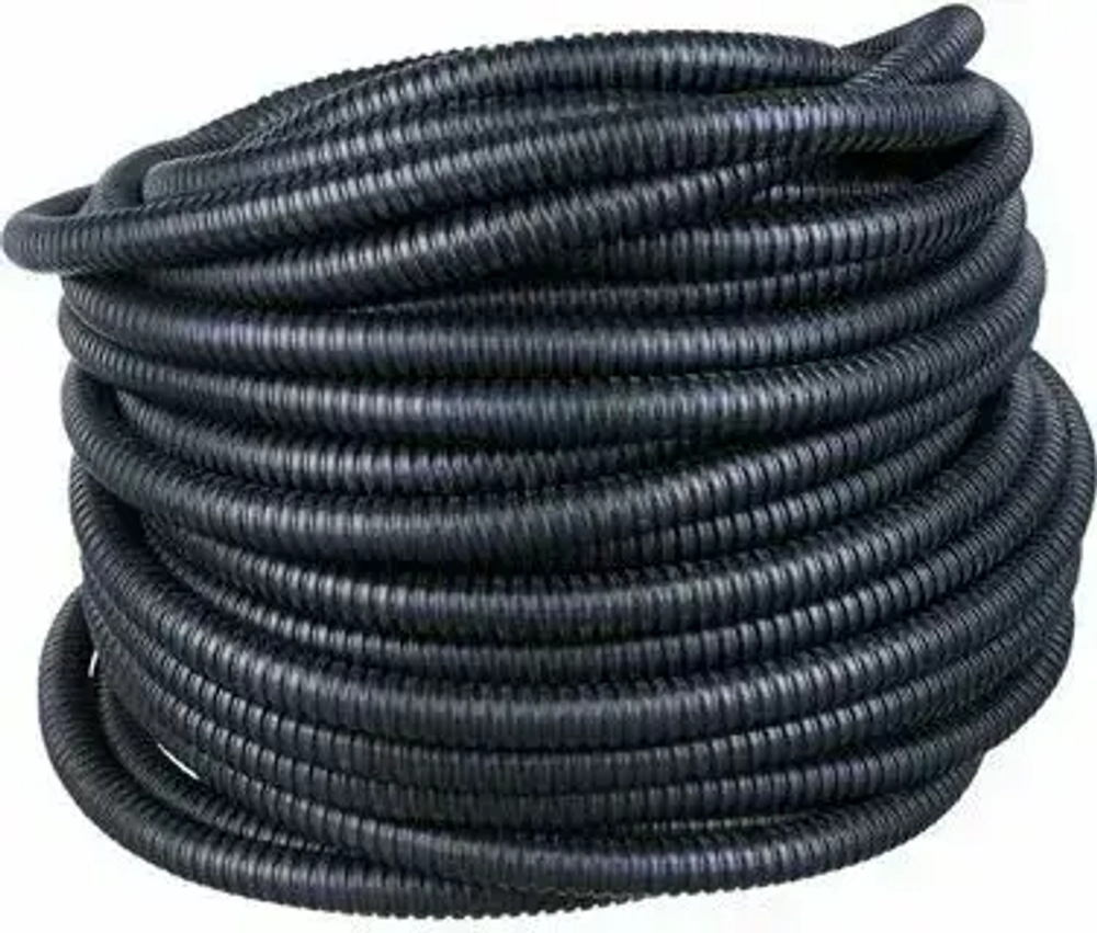 Металлорукав 15мм в ПВХ (20м) с проволокой для протяжки - защита кабеля в стенах, полу, на улице. Оцинкованная сталь.