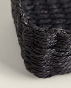 ZARA HOME ПЛЕТЕНАЯ КОРЗИНА, ЧЕРНЫЙ